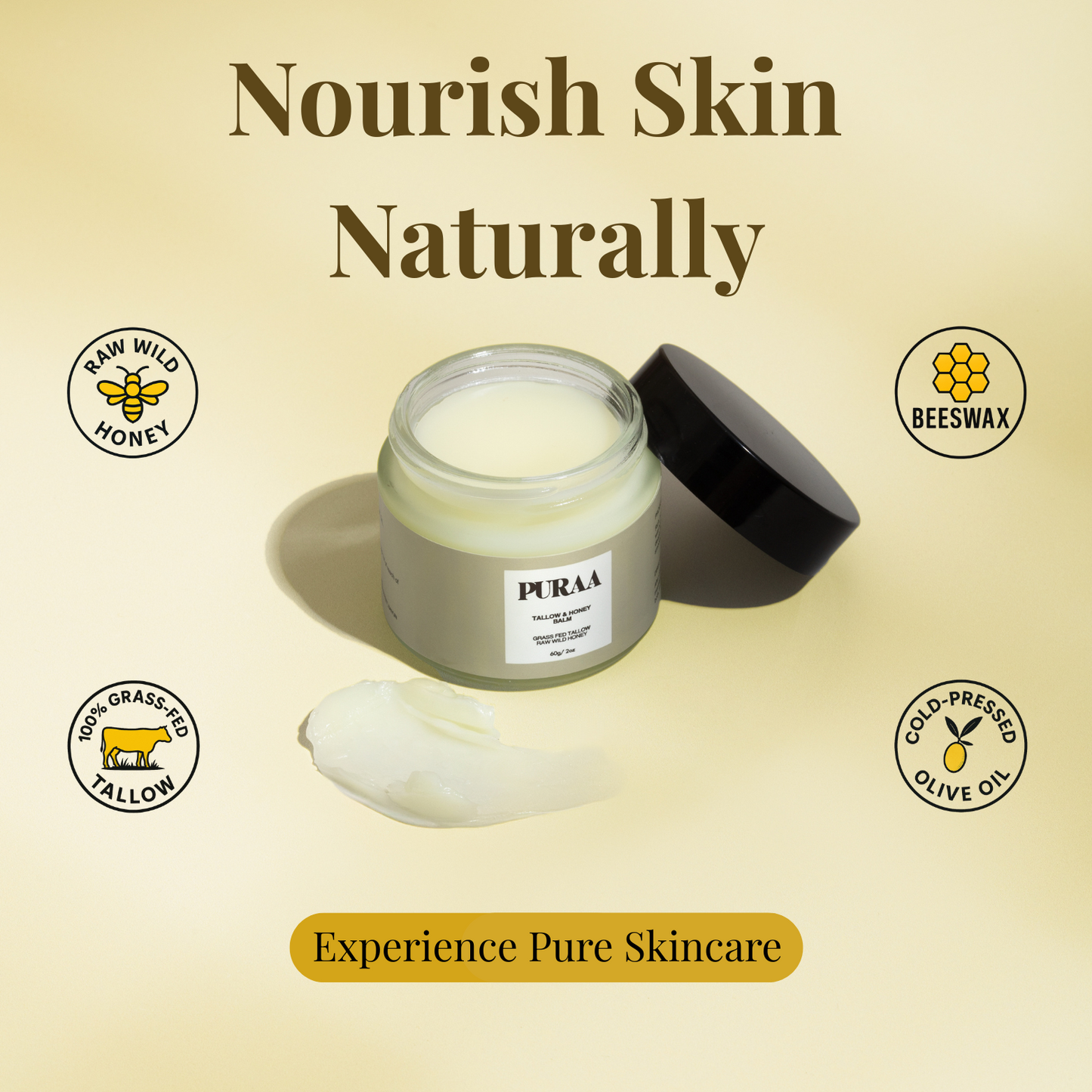 [PURAA] Beef Tallow & Honey Balm (60g)